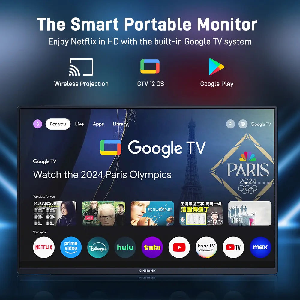 Kinhank portable monitor With Google TV os